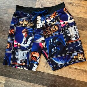 Star Wars Board Shorts‎ Swim Trunks Movie Characters Print Black Waist L